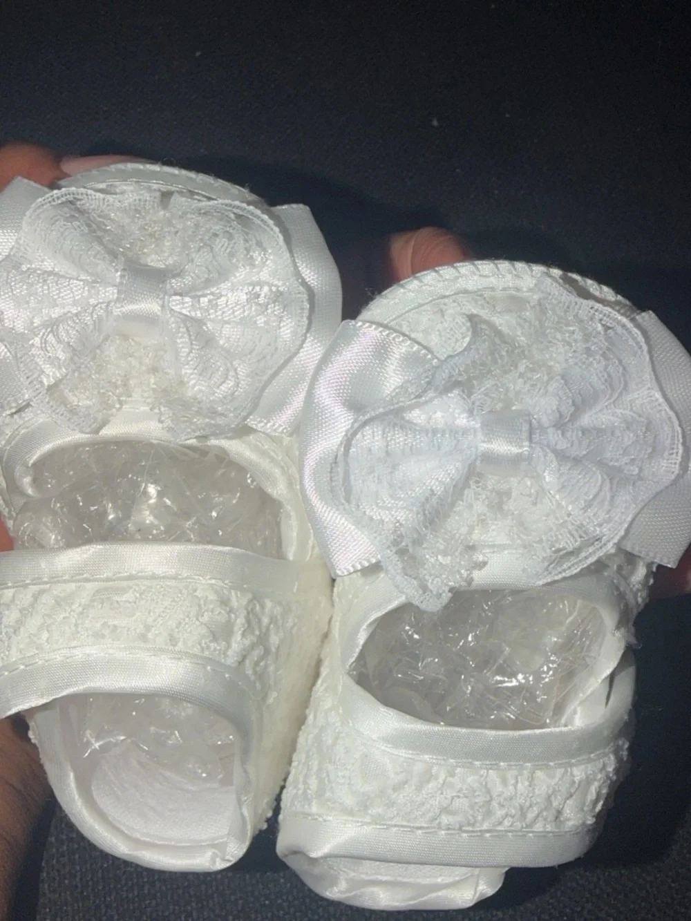 Classic White Baby Girl Bow Crib Shoes